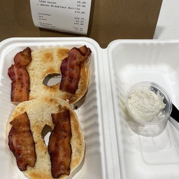 MoJoe's - Everything bagel with a side of bacon. Skimpy portions. - Coffee & Tea Near Me - Roseville, California MoJoe's - Everything bagel with a side of bacon. Skimpy portions. - Coffee & Tea Near Me - Roseville, California