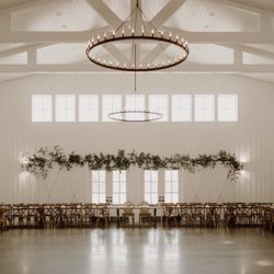 Monica's Bride & Floral - Table runners, table runner greenery, greenery on back wall
