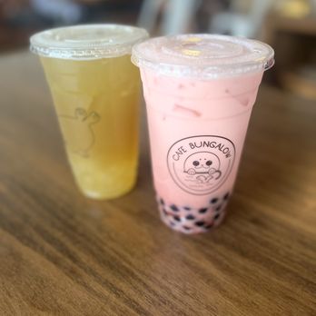 Cafe Bungalow - Lychee with aloe and strawberry milk boba - Coffee & Tea Near Me - Azusa, California Cafe Bungalow - Lychee with aloe and strawberry milk boba - Coffee & Tea Near Me - Azusa, California