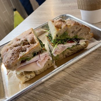 Elder + Oat - Turkey focaccia sandwich - Coffee & Tea Near Me - West Dundee, Illinois Elder + Oat - Turkey focaccia sandwich - Coffee & Tea Near Me - West Dundee, Illinois