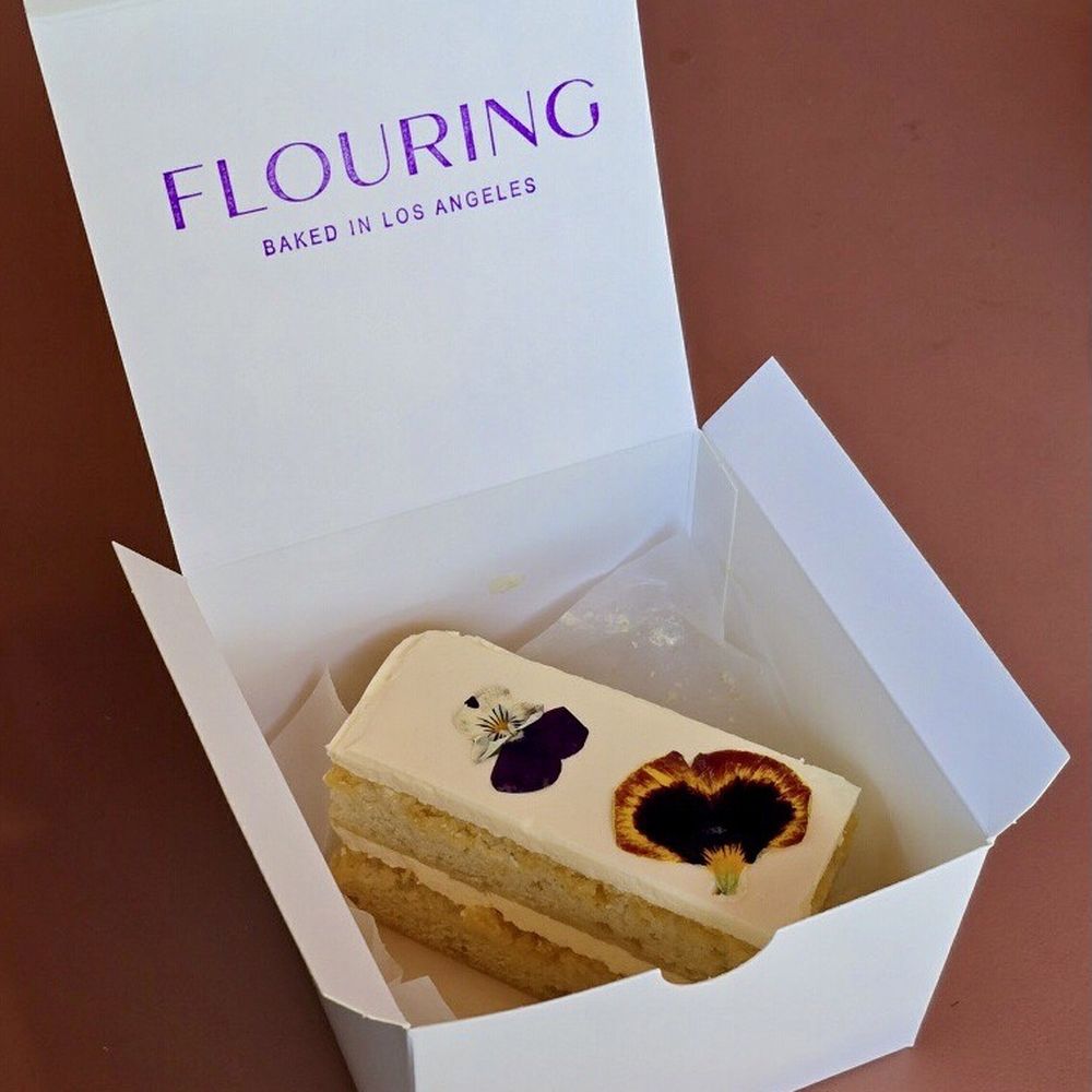 Flouring Cake Shop - A piece of Passion Fruit Cake at Flouring. - Patisserie/Cake Shop Near Me - Los Angeles, California Flouring Cake Shop - A piece of Passion Fruit Cake at Flouring. - Patisserie/Cake Shop Near Me - Los Angeles, California