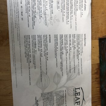 Leaf Vegetarian Restaurant - Menu 7.16.2020 - Vegetarian Near Me - Boulder, Colorado