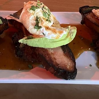 Werewolf - Incredible Maple Glazed Pork Belly Benedict w/Avocado - enough to share - Breakfast & Brunch Near Me - San Diego, California