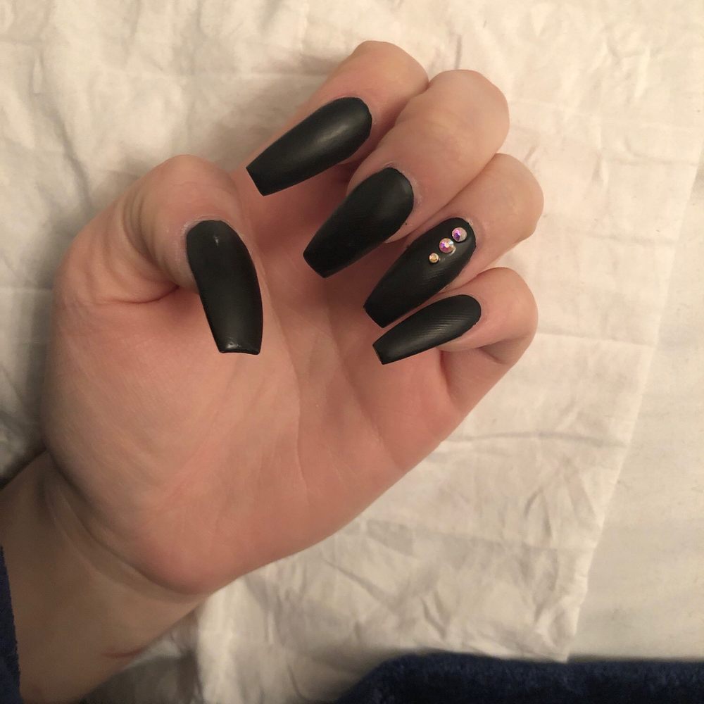 Evolution Nail Studio - Matte black acrylic nails by Tyler - Nail Salons Near Me - Depew, New York Evolution Nail Studio - Matte black acrylic nails by Tyler - Nail Salons Near Me - Depew, New York