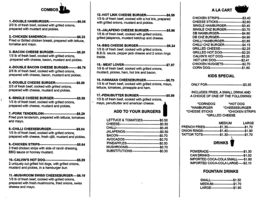Menu photo 2 Calvin's Hamburger Haven Wichita, KS Menu photo 2 Calvin's Hamburger Haven Wichita, KS