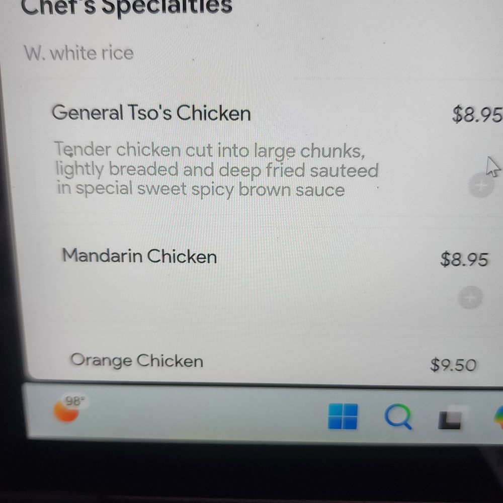 Menu Description Menu Description