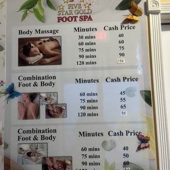 Five Star Gold Foot Spa - Menu - Massage Near Me - Las Vegas, Nevada Five Star Gold Foot Spa - Menu - Massage Near Me - Las Vegas, Nevada