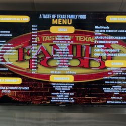 A Taste Of Texas Family Food - Menu as of Dec 2025