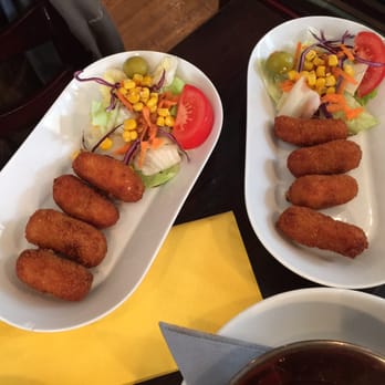Elena's Spanish Bar & Restaurant - Croquettes - ham and blue cheese - Spanish Near Me - Glasgow, GLG Elena's Spanish Bar & Restaurant - Croquettes - ham and blue cheese - Spanish Near Me - Glasgow, GLG