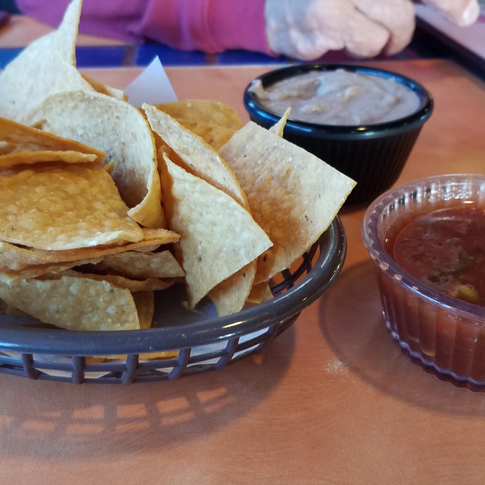 Chips, salsa and bean dip. Salsa could be a little more chunky and bean dip a little less runny but it was still good nonetheless. Chips, salsa and bean dip. Salsa could be a little more chunky and bean dip a little less runny but it was still good nonetheless.