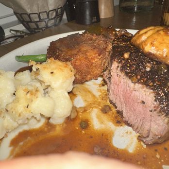 Sea Grille - Filet Au Poivre (not the best photo, and I wish I had taken a picture before I cut into it. The presentation was much nicer.) - Seafood Near Me - Nantucket, Massachusetts