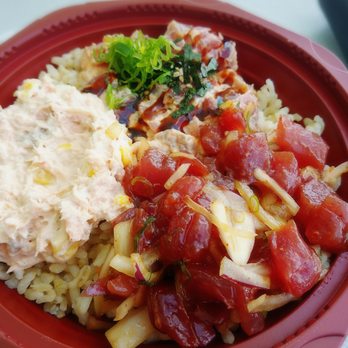 Local Boy Sushi - Three choice bowl- ahi poke, spicy ahi, and smoked salmon! - Japanese Near Me - Kaneohe, Hawaii