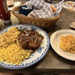 Hamburger steak and 3 sides