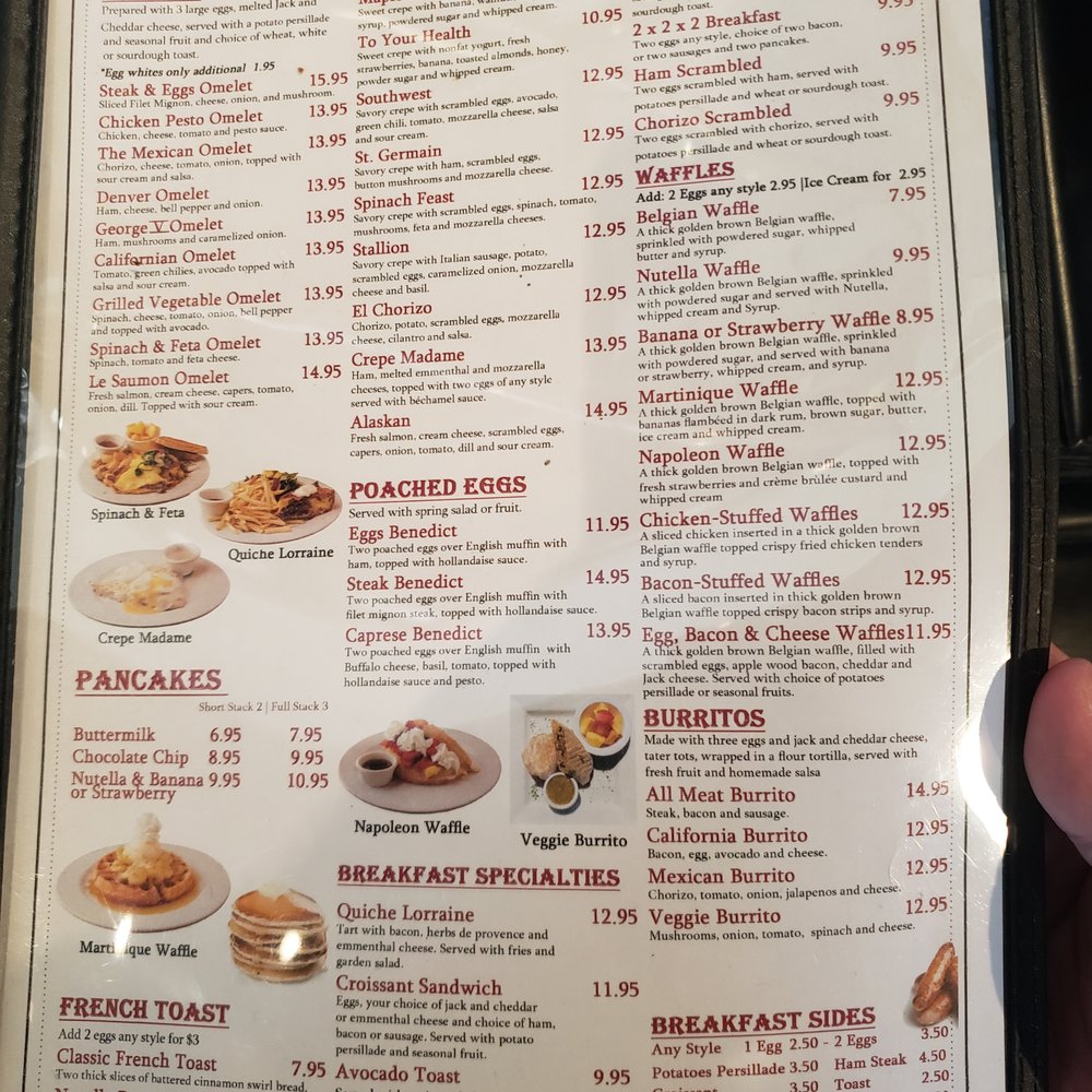La Creperie Cafe - Omelets, Pancakes, French Toast, Breakfast Crepes, Poached Eggs, Breakfast Specialties, American Breakfast, Burritos, Breakfast Sides menu - French Near Me - Monrovia, California La Creperie Cafe - Omelets, Pancakes, French Toast, Breakfast Crepes, Poached Eggs, Breakfast Specialties, American Breakfast, Burritos, Breakfast Sides menu - French Near Me - Monrovia, California