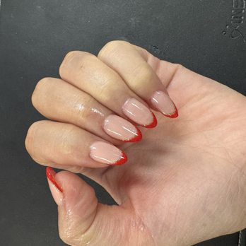 Q Spa & Nails - Red French gel x - Nail Salons Near Me - Mill Creek, Washington Q Spa & Nails - Red French gel x - Nail Salons Near Me - Mill Creek, Washington