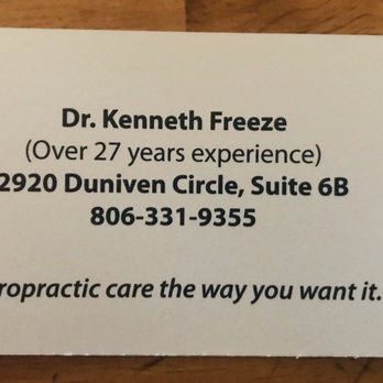 Kenneth Freeze Chiropractic Clinic - Business card/information - Chiropractors Near Me - Amarillo, Texas Kenneth Freeze Chiropractic Clinic - Business card/information - Chiropractors Near Me - Amarillo, Texas