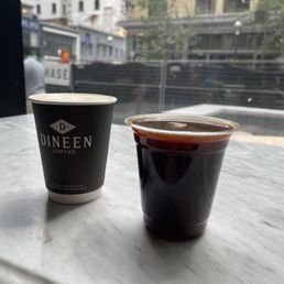 Latte and black iced coffee Latte and black iced coffee