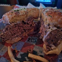 Inside the French onion burger. Medium. Cooked perfectly! Inside the French onion burger. Medium. Cooked perfectly!