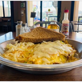 Gus & Andy’s - Route 99 Omelette. It has three eggs, bell peppers, onions and jack n cheese. - Wine Bars Near Me - Montrose, California