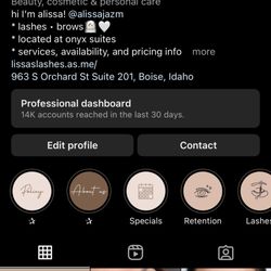 Lissa’s Lashes - Instagram profile