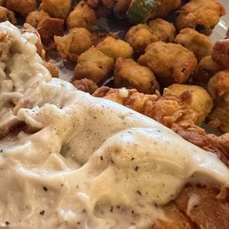 Chicken fried chicken and okra