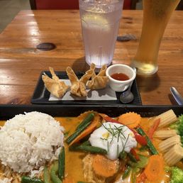 A1. Crab Rangoon House special salmon Penang curry