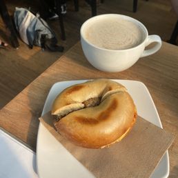 Chai Latte and Vegetarian Breakfast Sandwich Chai Latte and Vegetarian Breakfast Sandwich