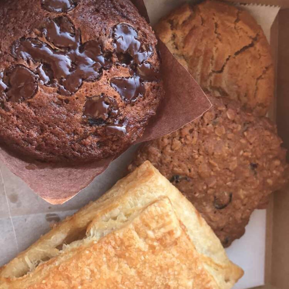 Wildflour Pastry - Apple turnover, banana chocolate muffin, peanut butter cookie, and cranberry walnut cookie - Desserts Near Me - Charleston, South Carolina