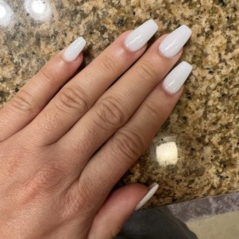 Nails By Ann & lounge - Full set, white powder, coffin shaped tips - Nail Salons Near Me - San Diego, California Nails By Ann & lounge - Full set, white powder, coffin shaped tips - Nail Salons Near Me - San Diego, California