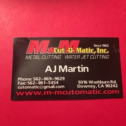 M M Cut O Matic Metal Fabricators 9316 Washburn Rd Downey Ca Phone Number Yelp