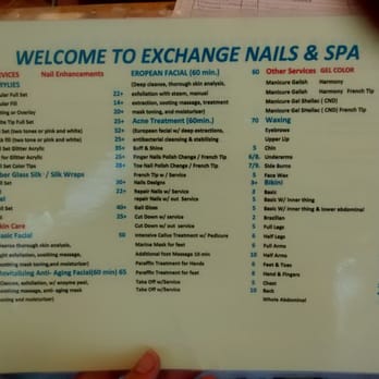 Exchange Nails & Spa - The full menu - Nail Salons Near Me - Redlands, California