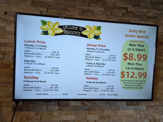 Menu photo 4 Paradise Buffet Murray, UT