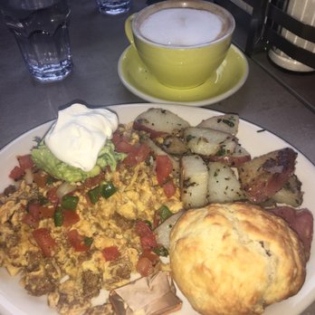 Millie's Cafe - Pasadena - Devil's Mess Cajun-spiced scramble with rosemary potatoes, turkey sausage, cheddar, guacamole, sour cream and biscuit. 5/5 - Breakfast & Brunch Near Me - Pasadena, California Millie's Cafe - Pasadena - Devil's Mess Cajun-spiced scramble with rosemary potatoes, turkey sausage, cheddar, guacamole, sour cream and biscuit. 5/5 - Breakfast & Brunch Near Me - Pasadena, California