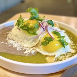 Maiz De La Vida - Masa Shape Especial Chicken & pork blue corn tamale with heirloom beans & sunny-side eggs