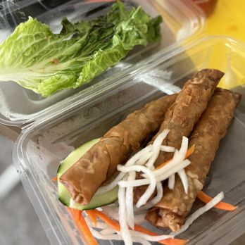 Pho Haus - Saigon egg rolls with 1 wilty lettuce leaf wrapped - Vietnamese Near Me - Denver, Colorado
