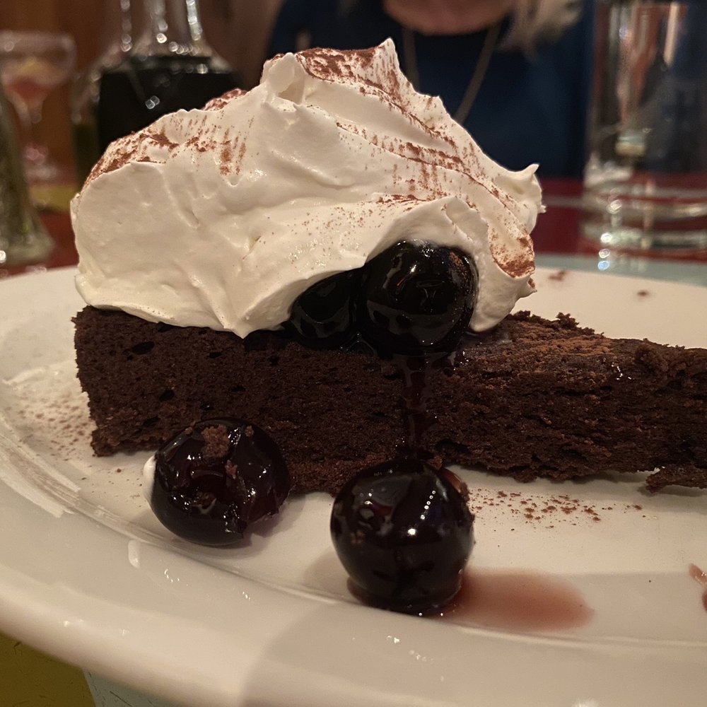 Dinamo - Chocolate Espresso Torte w/ Whipped Cream & Italian Cherries - Seafood Near Me - Richmond, Virginia