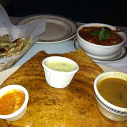 Chicken vindaloo, dosa, and naan. So good.