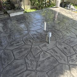 Naples Concrete Solutions - Stamped concrete just after they had finished the sealing