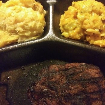 Cotton Patch Cafe - 9 oz sirloin with broccoli cheese casserole and baked squash - Southern Near Me - Denton, Texas