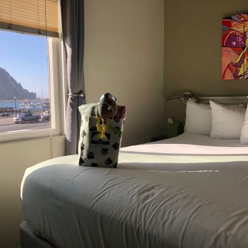 Bayfront Inn - View from bed - Hotels Near Me - Morro Bay, California