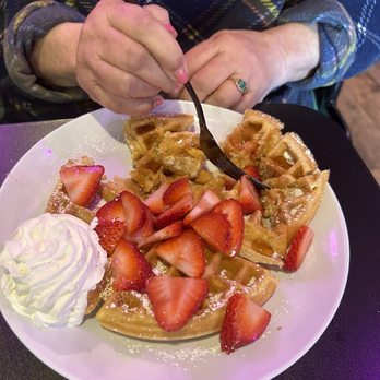 Krumbs Cafe - Malted waffle with whipped cream and strawberries - Breakfast & Brunch Near Me - Vineland, New Jersey Krumbs Cafe - Malted waffle with whipped cream and strawberries - Breakfast & Brunch Near Me - Vineland, New Jersey