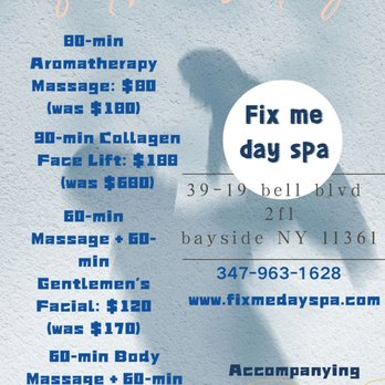 Fix Me Day Spa - Father's Day Special
The Best Gifts are Health
Thanks For All Gentlemen, Grateful For All Fathers
Come & Try Our Services - Massage Near Me - Baysite, New York Fix Me Day Spa - Father's Day Special
The Best Gifts are Health
Thanks For All Gentlemen, Grateful For All Fathers
Come & Try Our Services - Massage Near Me - Baysite, New York