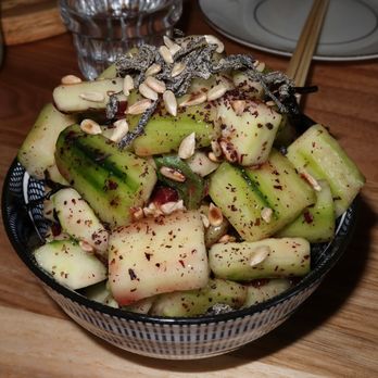 Kawa Ni - For Korudo (cold dishes) we had the Cucumbers seasoned with karikari ume, kelp, sunflower, & shiso. The cucumbers were bright with snap. - Izakaya Near Me - Denver, Colorado Kawa Ni - For Korudo (cold dishes) we had the Cucumbers seasoned with karikari ume, kelp, sunflower, & shiso. The cucumbers were bright with snap. - Izakaya Near Me - Denver, Colorado