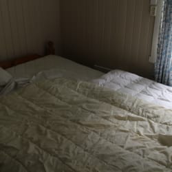 Brekke Gard Hostel - My cozy little room on the second floor, with it's 2 twin beds making one "queen". A little on the lumpy side but it didn't bother my back.
