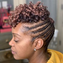 Tha Mane Studio - Flexi rod set with cornrows.