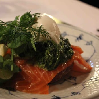 Restaurant Schønnemann - Simon's Favorite - smoked salmon with creamed spinach and poached egg - Open Sandwiches Near Me - Copenhagen, 84 Restaurant Schønnemann - Simon's Favorite - smoked salmon with creamed spinach and poached egg - Open Sandwiches Near Me - Copenhagen, 84
