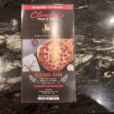 Menu photo 2 Claudio Pizzeria New York, NY Menu photo 2 Claudio Pizzeria New York, NY