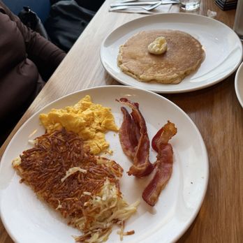 Broken Yolk Cafe - American Breakfast with adding a pancake. - Breakfast & Brunch Near Me - Las Vegas, Nevada Broken Yolk Cafe - American Breakfast with adding a pancake. - Breakfast & Brunch Near Me - Las Vegas, Nevada