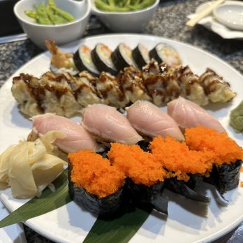 Sekisui Pacific Rim - Smelt Roe nigiri. Seared Albacore nigiri. Volcano roll. Hurricane roll. Edamame - Sushi Bars Near Me - Memphis, Tennessee