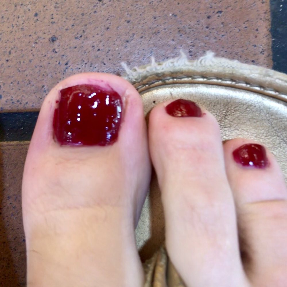 This was immediately after the pedicure and I guarantee I did not stub my toe or mess it up myself.